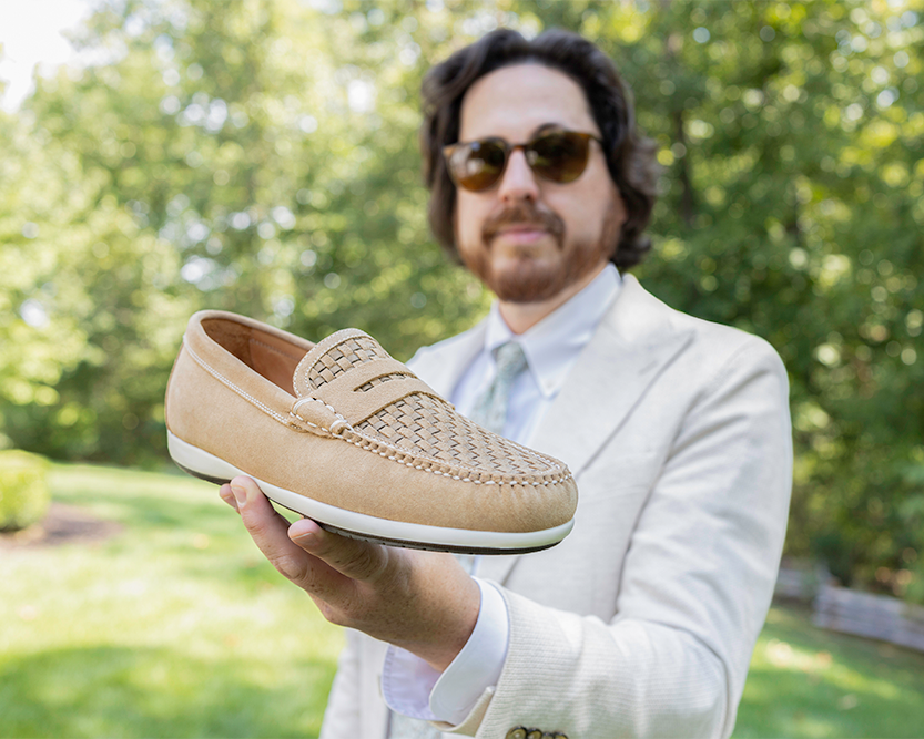 suede dress shoes in summer Luke, Unlined Blucher - Brown Repello saturation colors Grey! Summer loafers made with