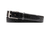 William 2 Buckle Italian Alligator Grain Leather Belt - Black