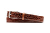 William 2 Buckle Italian Alligator Grain Leather Belt - Chestnut