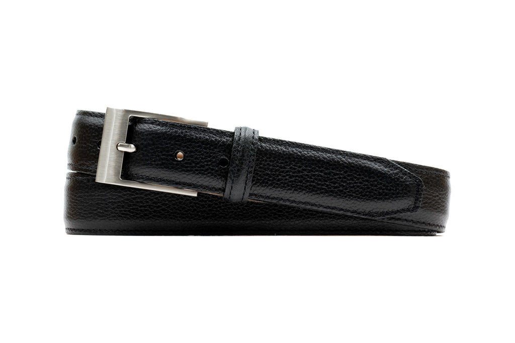Delaney 2 Buckle Scotch Grain Belt - Black