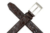 Truman Italian Crocodile Grain Leather Belt - Walnut