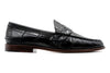 Jacob Genuine Alligator Penny Loafers - Black