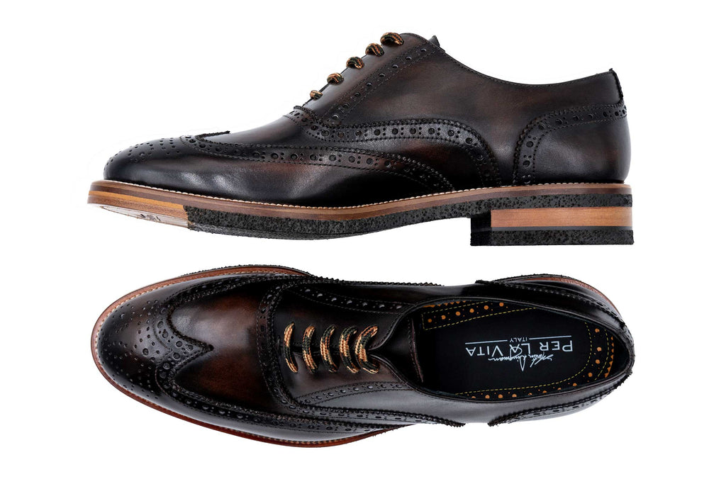 Tuscan Wingtip Italian Saddle Leather  - Espresso