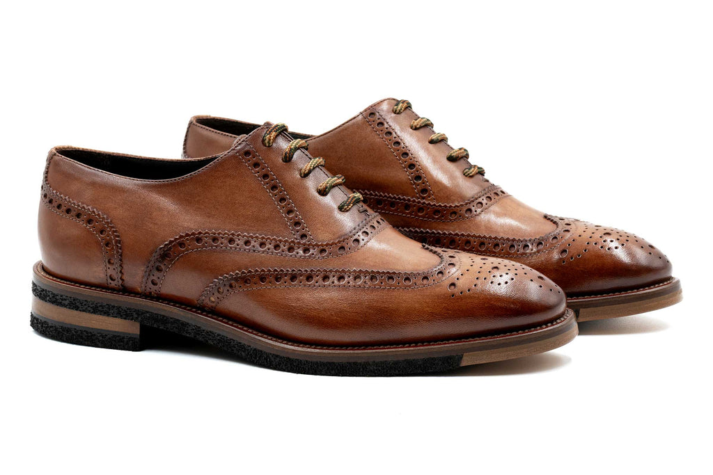 Tuscan Italian Saddle Leather Wingtip - Whisky