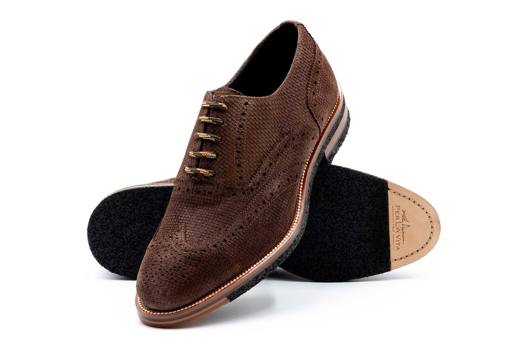 Tuscan Wingtip Italian Suede - Terra