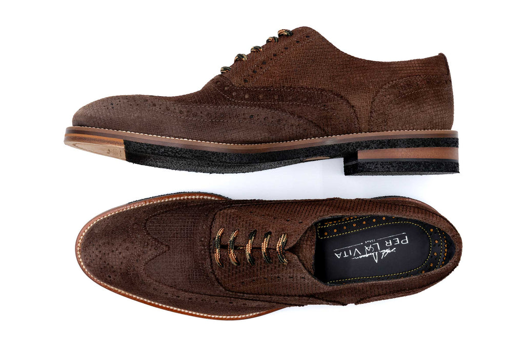 Tuscan Wingtip Italian Suede - Terra