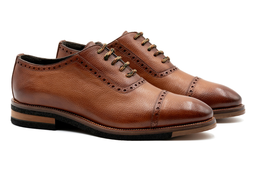 Tuscan Italian Calf Leather Cap Toe - Saddle Tan