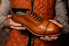 Tuscan Italian Calf Leather Cap Toe - Saddle Tan