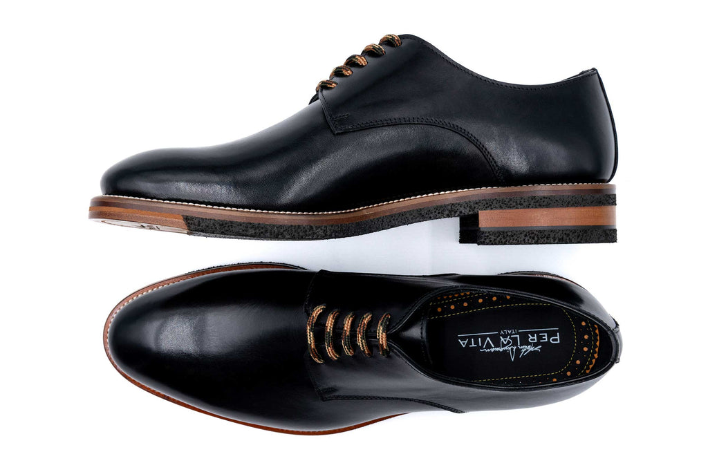 Tuscan Plain Toe Italian Saddle Leather - Nero