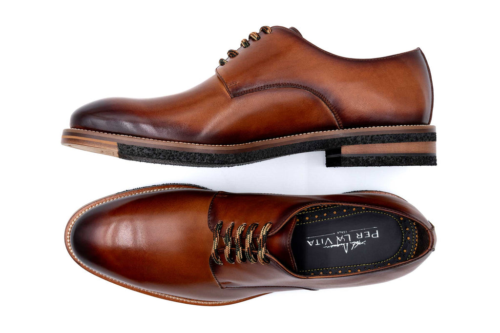 Tuscan Plain Toe Italian Saddle Leather - Whisky