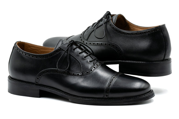 Cambridge Calf Leather Cap Toe - Black