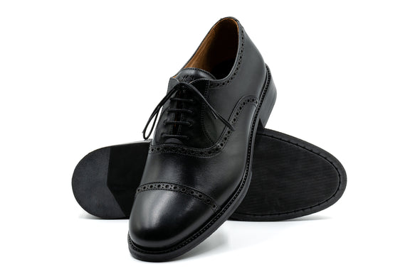 Cambridge Calf Leather Cap Toe - Black