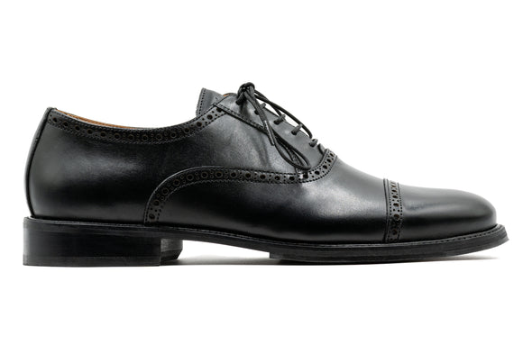 Cambridge Calf Leather Cap Toe - Black