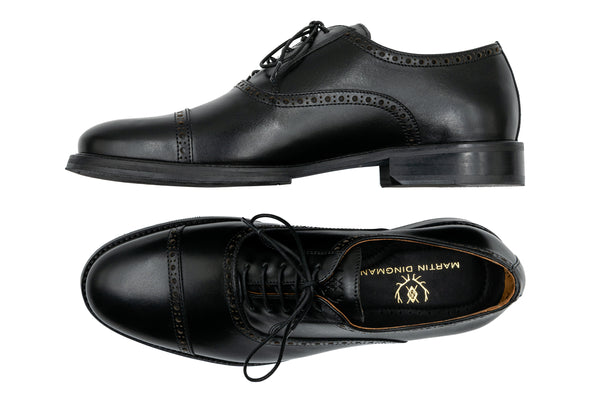 Cambridge Calf Leather Cap Toe - Black