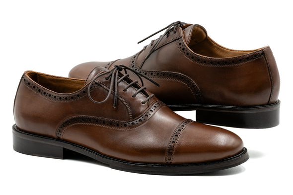 Cambridge Calf Leather Cap Toe - Chocolate