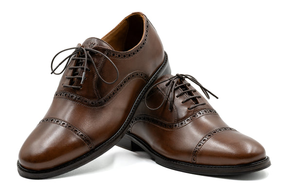 Cambridge Calf Leather Cap Toe - Chocolate