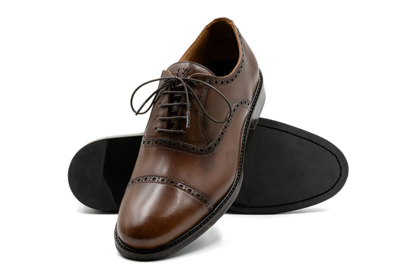 Cambridge Calf Leather Cap Toe - Chocolate