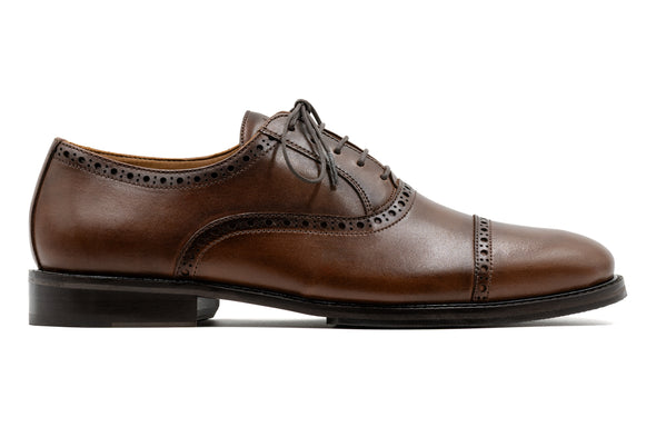 Cambridge Calf Leather Cap Toe - Chocolate