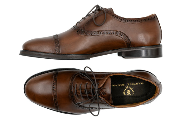 Cambridge Calf Leather Cap Toe - Chocolate