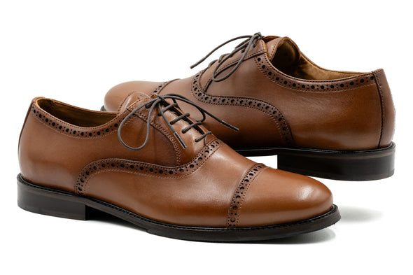 Cambridge Calf Leather Cap Toe - Whiskey