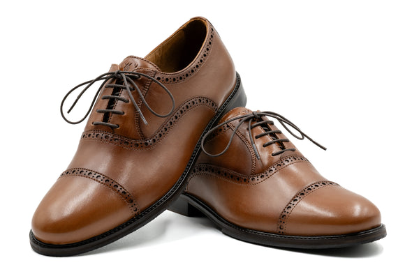 Cambridge Calf Leather Cap Toe - Whiskey