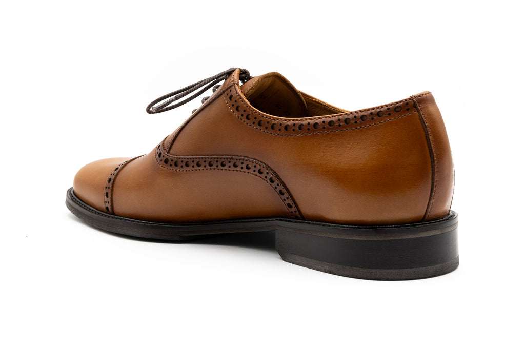 Cambridge Hand Stained Dress Calf Leather Cap Toe - Whiskey