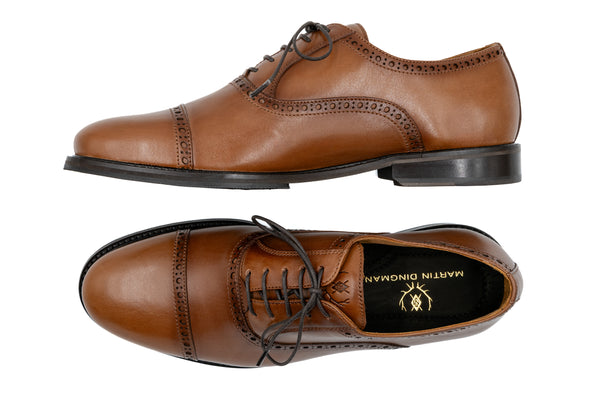 Cambridge Calf Leather Cap Toe - Whiskey