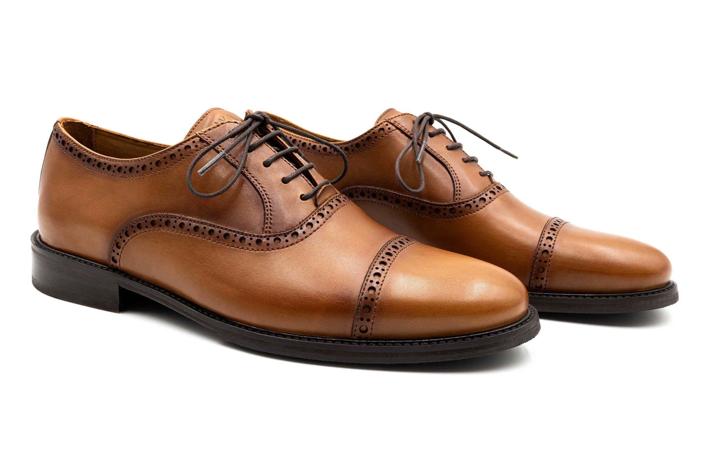 Cambridge Hand Stained Dress Calf Leather Cap Toe - Whiskey