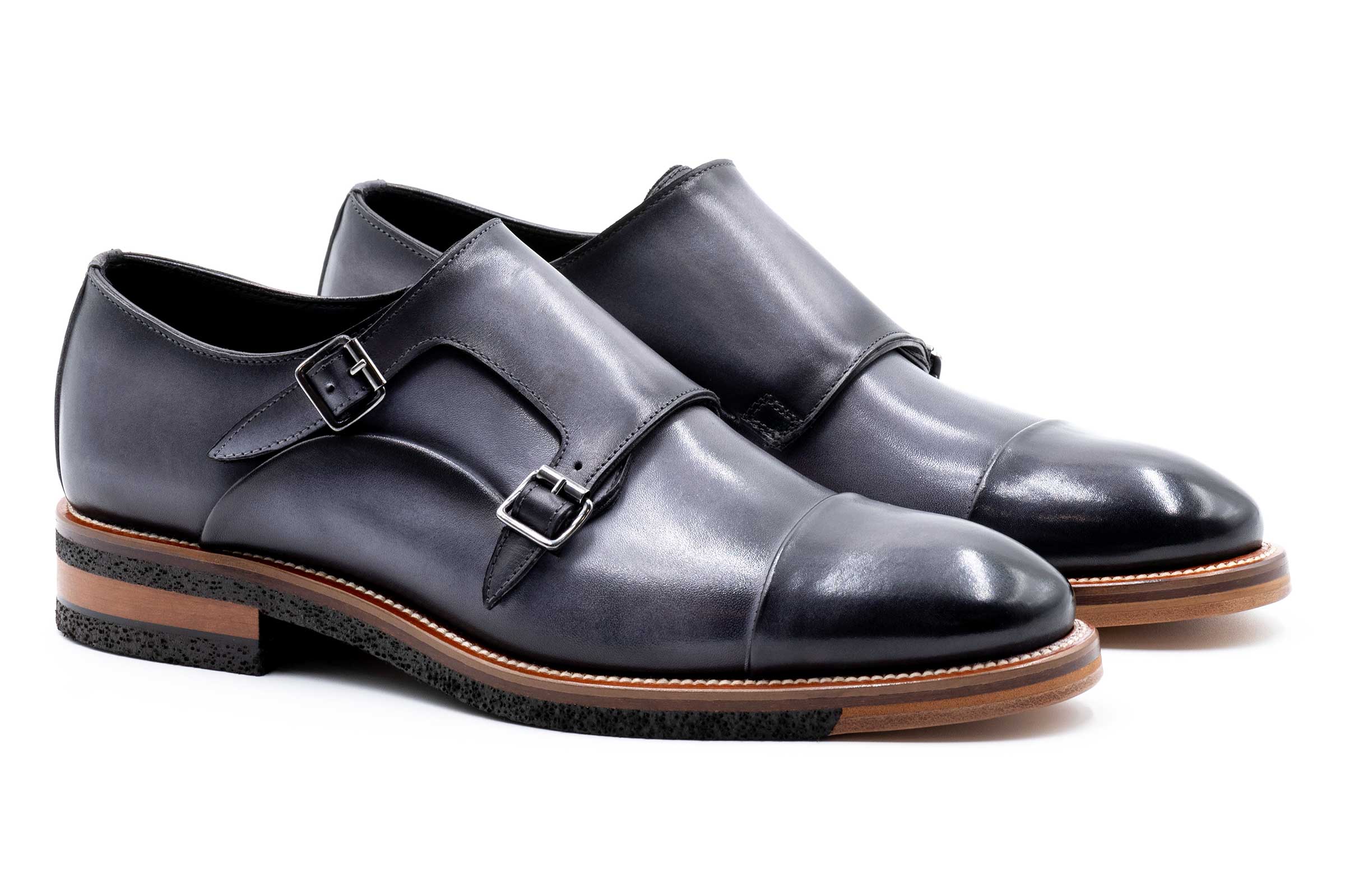 Tuscan Double Monk Italian Saddle Leather - Fumo