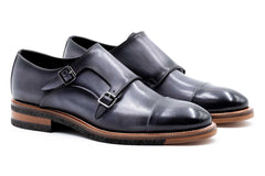 Tuscan Italian Saddle Leather Double Monk - Fumo