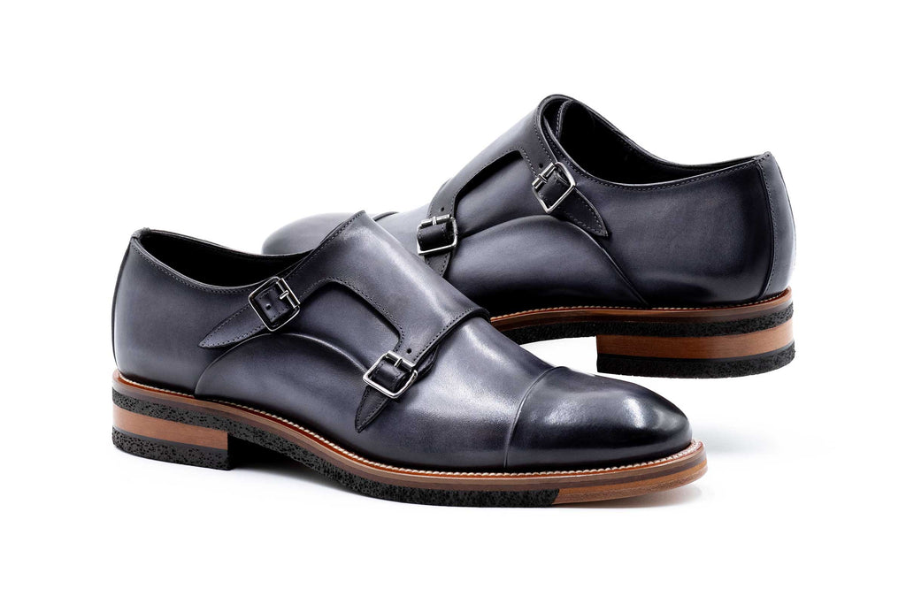 Tuscan Double Monk Italian Saddle Leather - Fumo