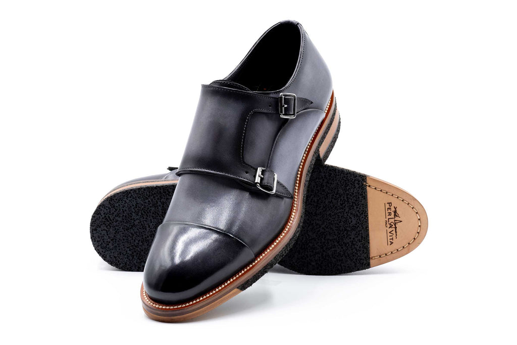 Tuscan Double Monk Italian Saddle Leather - Fumo