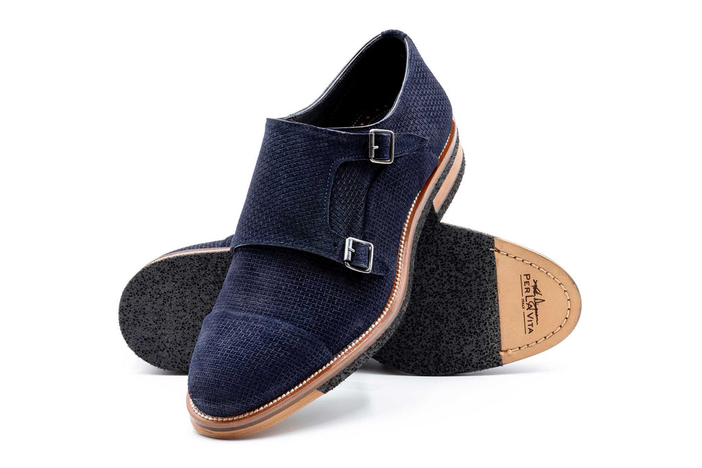 Tuscan Double Monk Italian Suede - Marinho