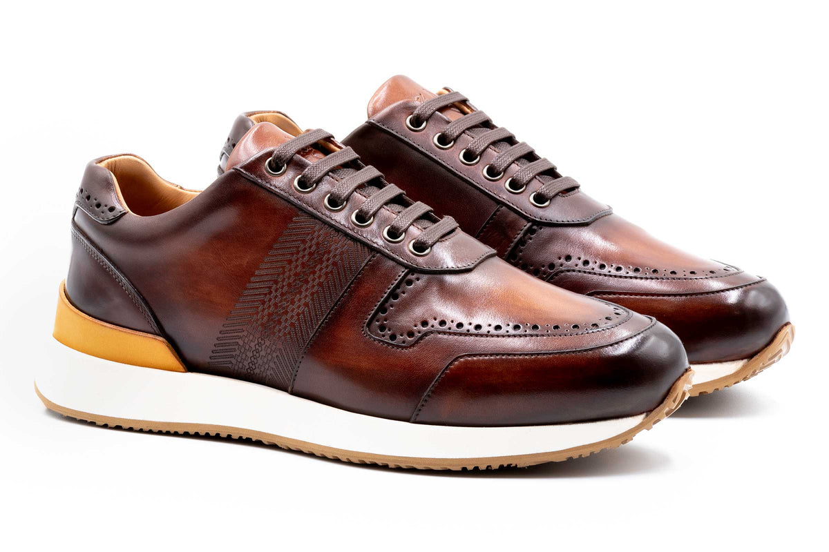Salerno Italian Calf Leather Sneakers - Cuoio | Martin Dingman