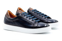 Positano Italian Saddle Leather Sneakers - Marinho