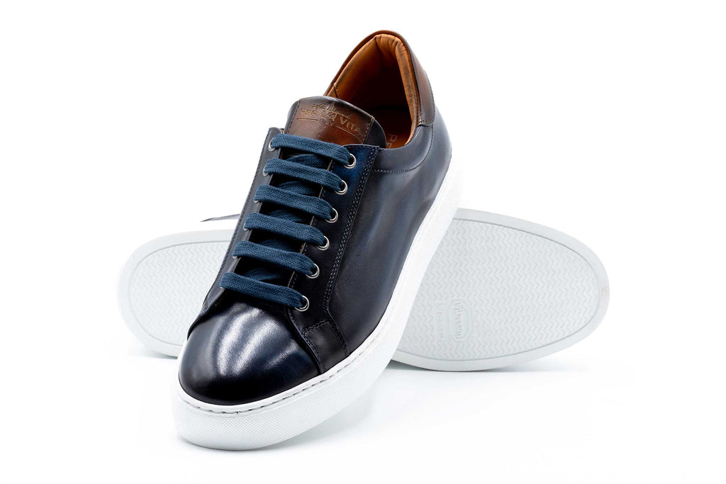 Positano Plain Toe Italian Saddle Leather - Marinho