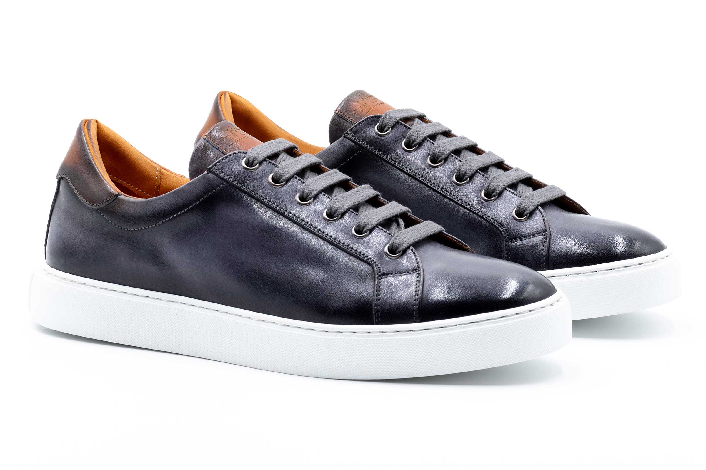 Positano Italian Saddle Leather Sneakers Fumo Martin Dingman