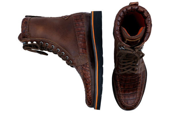 Laverack Crocodile Leather Field Boot - Chestnut