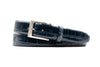Hand Glazed American Alligator Leather Belt - Sapphire