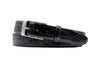 Jefferson 2 Buckle Glazed Genuine American Alligator Belt - Black with brushed nickel finish dress buckle