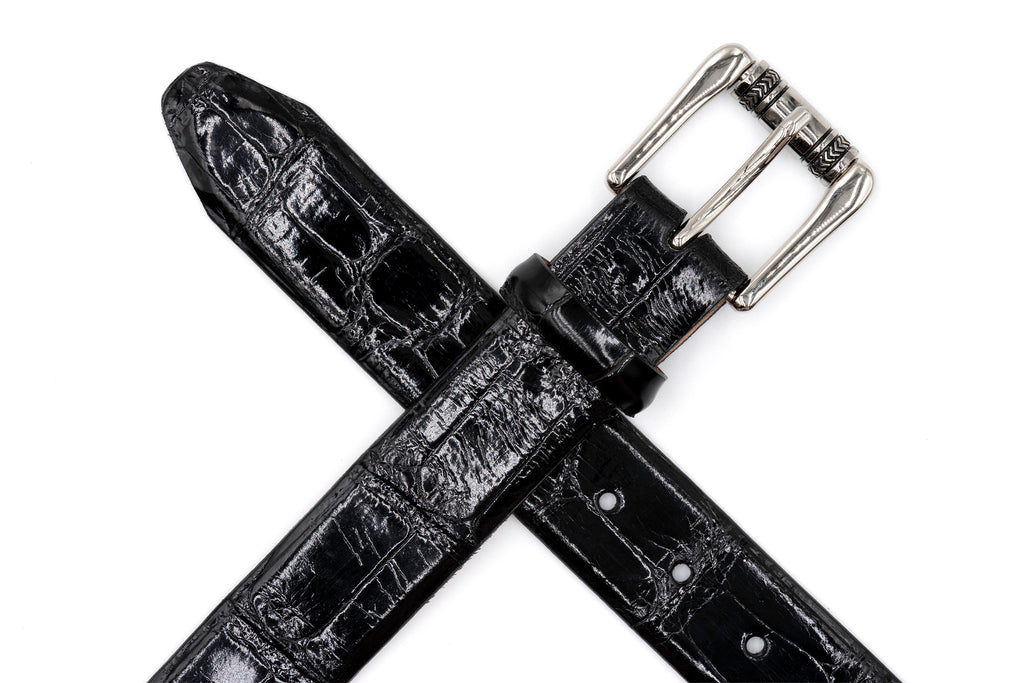 Jefferson 2 Buckle American Alligator Belt - Black