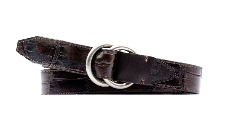 Henry O-Ring Matte Finish Genuine American Alligator Belt - Antique Chestnut