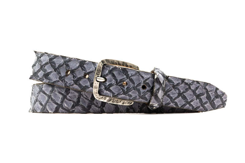 Genuine Amazonian Arapaima Belt - Steel Blue