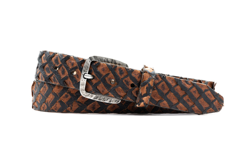 Genuine Amazonian Arapaima Belt - Blackened Walnut