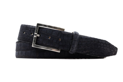 Nubuck American Alligator Leather Belt - Black