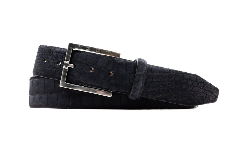 Nubuck Genuine American Alligator Belt - Black