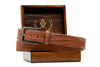 Nubuck American Alligator Leather Belt - Chestnut