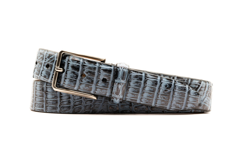Hand Painted Genuine Caiman Crocodile Belt - Cobalt