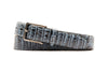 Hand Painted Caiman Crocodile Leather Belt - Cobalt