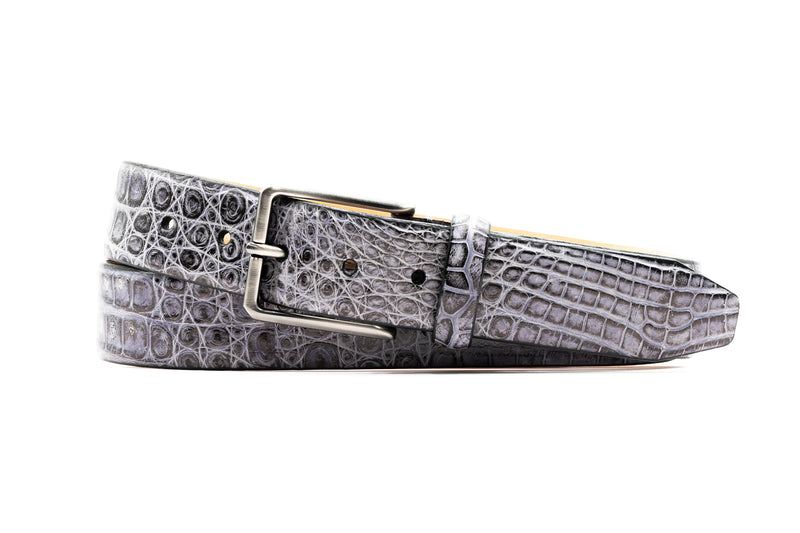 Hand Painted Genuine Caiman Crocodile Belt - Slate